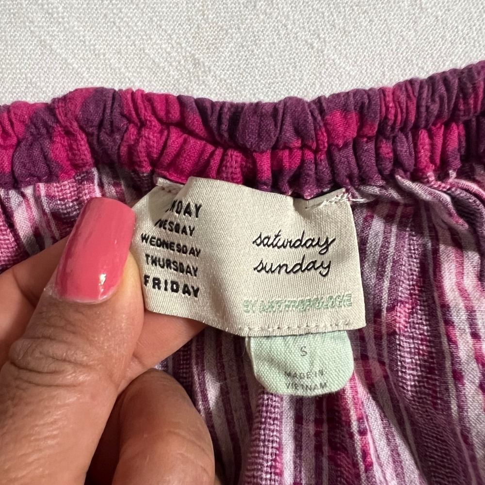 Anthropologie Saturday Sunday Yasmine Pink Purple Cotton Tiered Maxi Dress Small - Picture 9 of 11